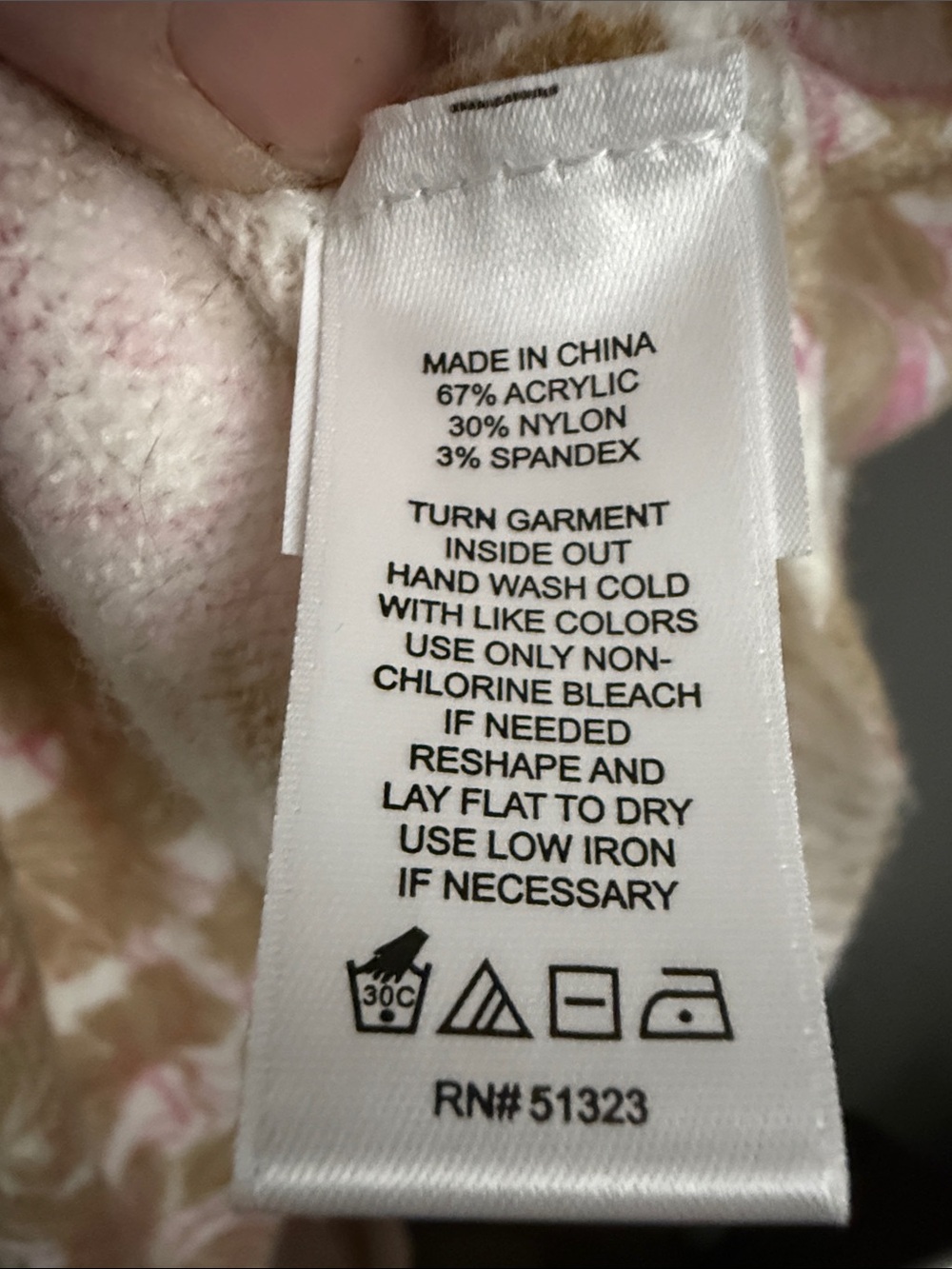 CeCe White V-Neck Sweater with Pink & Tan Floral Print - Picture 4 of 4